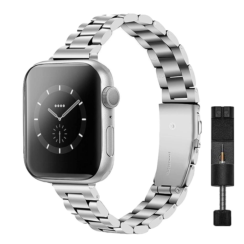 Damen elegantes Edelstahl-Kettenarmband für Apfel Uhr Band 38 mm 40 mm 41 mm schlankes dünnes Armbinde iWatch 9 8 7 6 5 4 3 2 1 45 mm 44: Grün Blau / 14mm