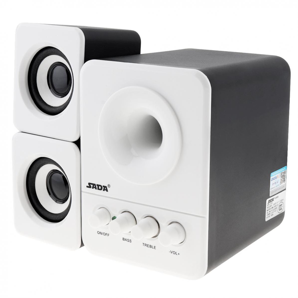 SADA D-203 Wired Mini Bass Cannon 3W PC Combination Speaker Mobile PC Speaker with 3.5mm Stereo Jack and USB 2.1 Wired Powered