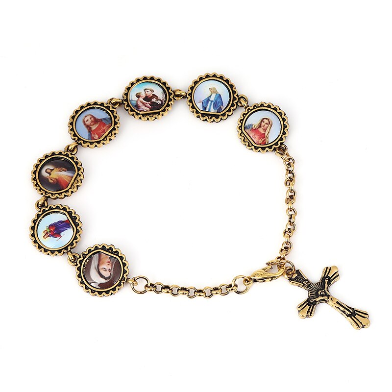 Pulsera de crucifixión del Corazón de Jesús, de Navidad, católico, Virgen María, tendencia