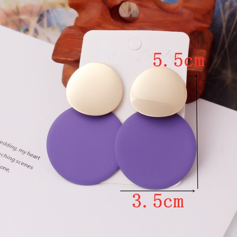 Pendientes colgantes geométricos de mariposa y flor púrpura para mujer, Margarita, corazón, redondo, cuadrado, Brincos, joyería de boda dulce