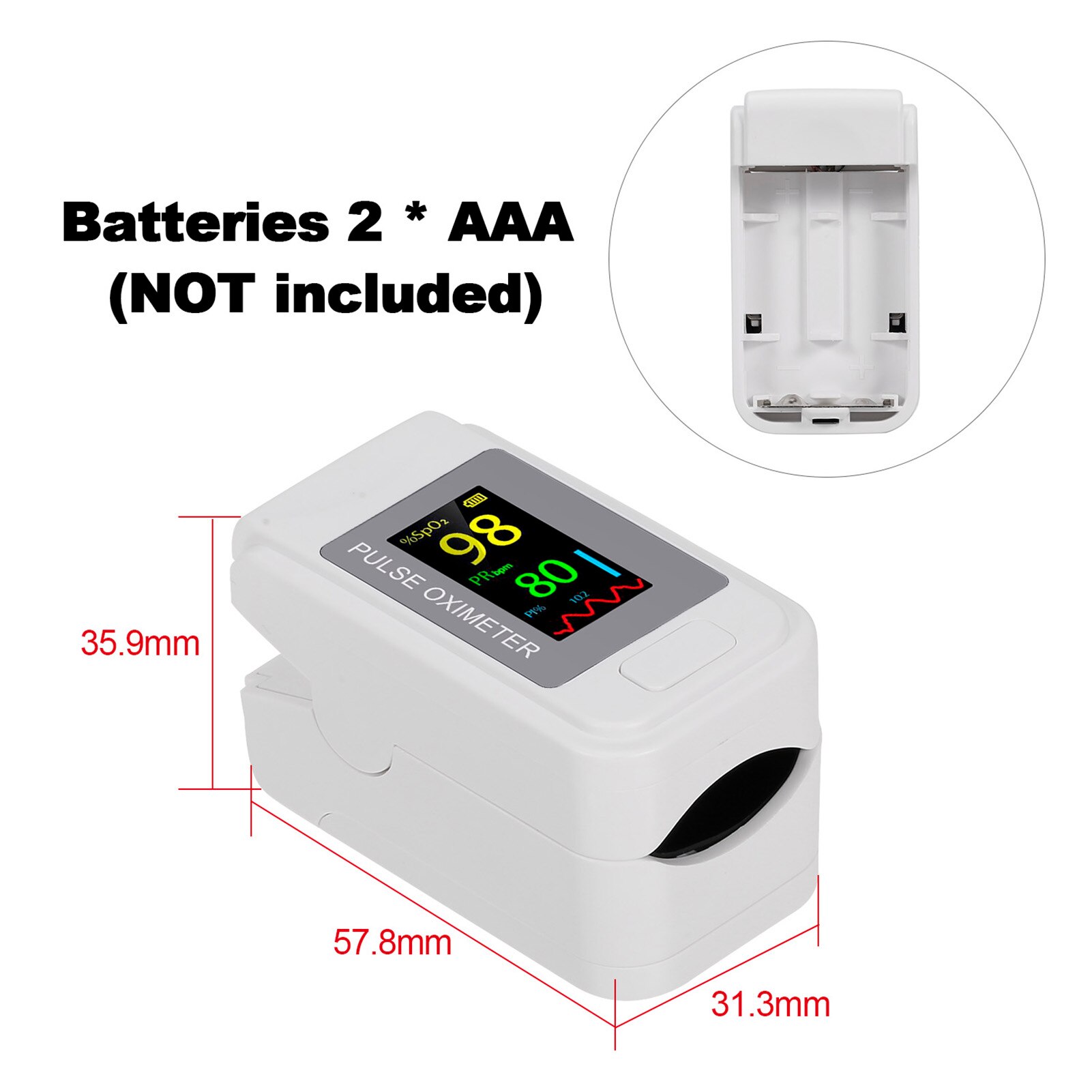 Vinger Pulsoximeter Blood Zuurstofverzadiging Meter Vingertop Pulsoximeter SPO2 Saturatiemeter Dedo Oximeter Pulsoksymetr Napalcowy