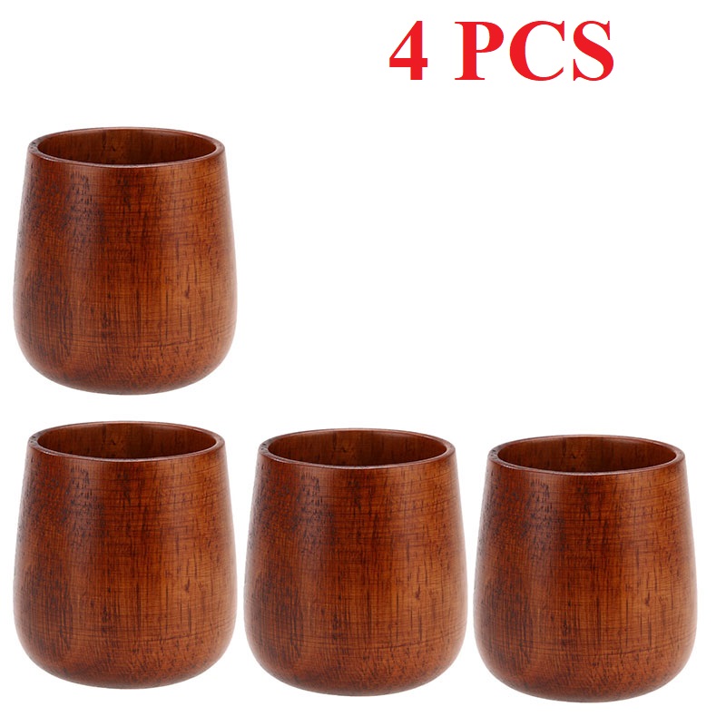 1-8 Pcs Wooden Cups Primitive Handmade Natural Spruce Wooden Cup Mug Breakfast Beer Milk Drinkware Product: Turquoise