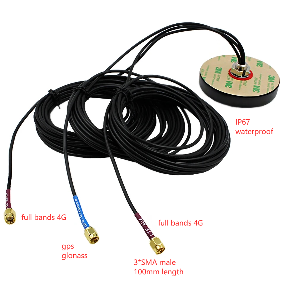 Antena zewnętrzna IP67 MIMO 4G GSM glonass, antena LTE GPS Combo dwuzakresowa antena: Niebieski