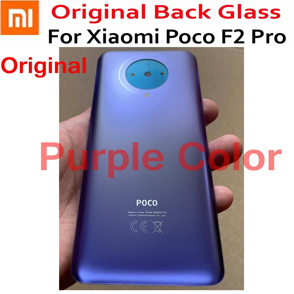 Xiaomi Poco F2 pro m2004j11g用のリアカバー,ステッカー付き,オリジナルのガラスパネル