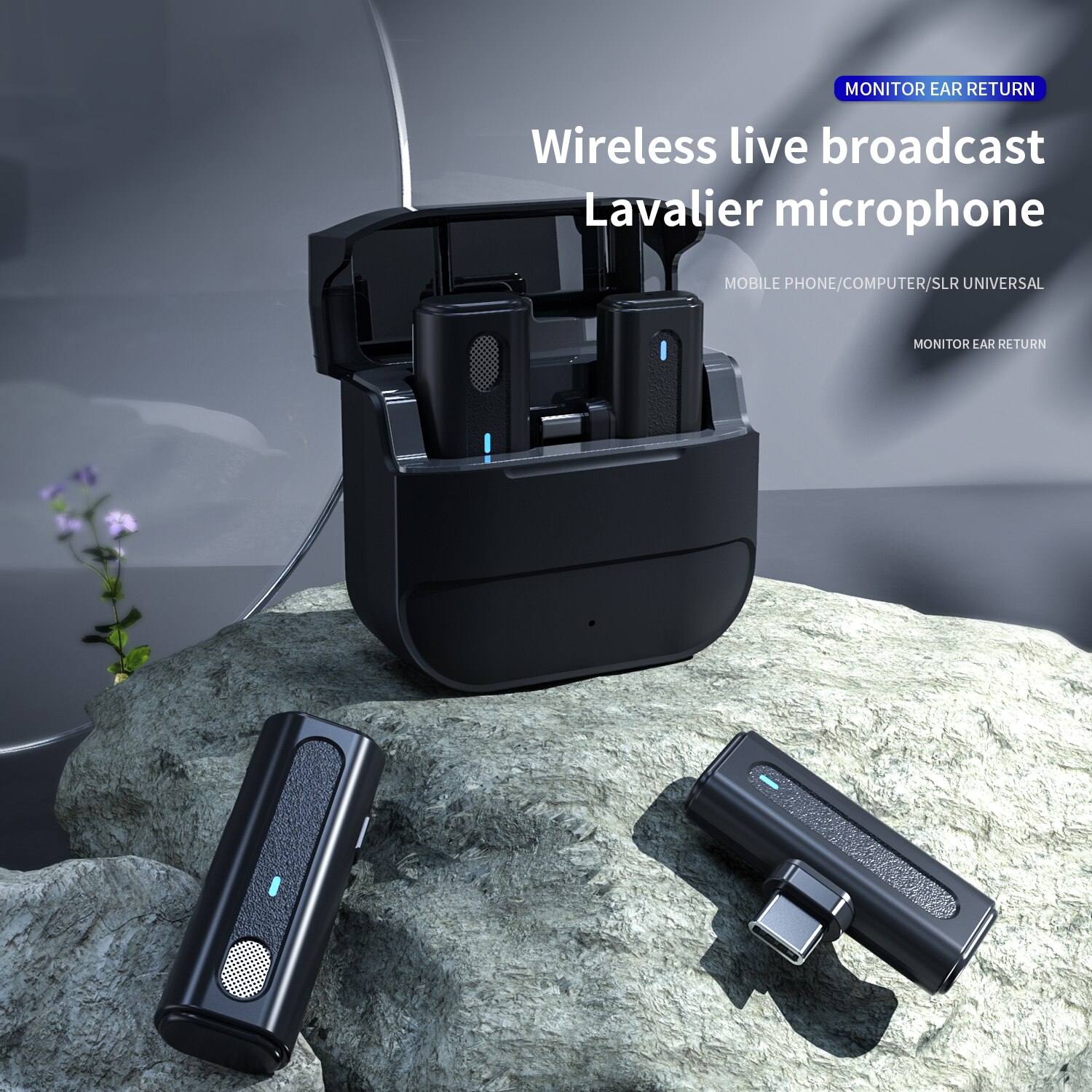 Lavalier Wireless Microphone for iPhone Android Microphone with Charging Case with Vlog Audio Video Recording