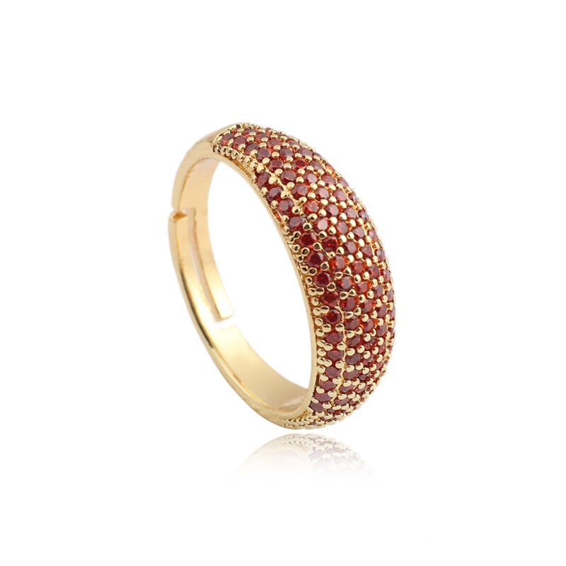 Micro Cubic Zirkoon Ringen Voor Vrouwen Goud Kleur Regenboog Vrouwelijke Dagelijkse Slijtage Stijlvolle Kleurrijke Ringen Verjaardag Meisje Sieraden: red cz