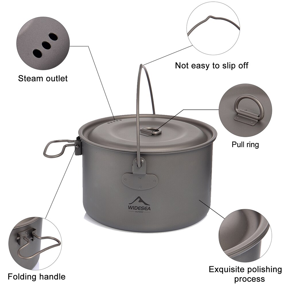 Widesea Camping Kookgerei Titanium Pannenset Toerisme Ketel Outdoor Kookpot Picnic Keuken Wandelen Trekking Accesorios