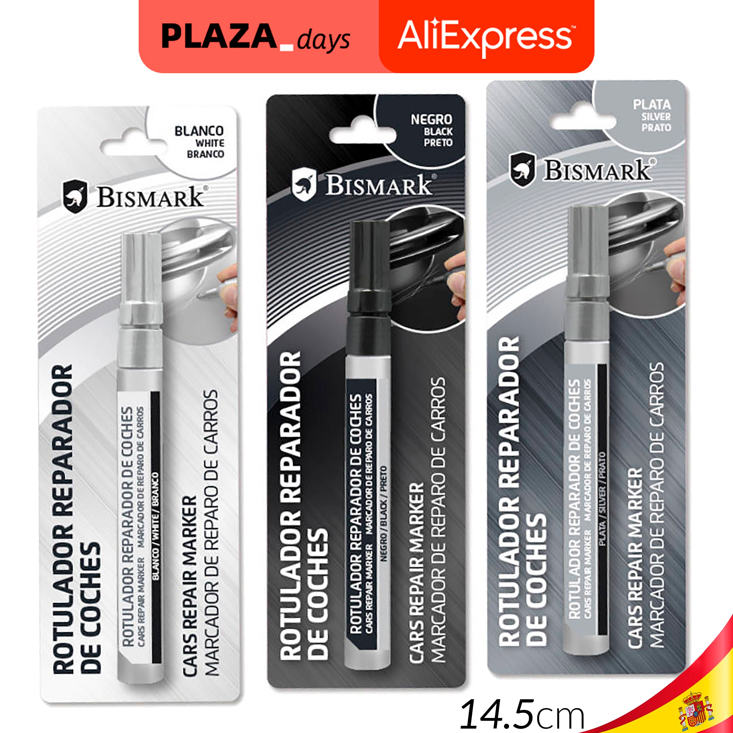 Rotulador Repara Arañazos Pintura Negro Plata Blanco para Coche Pincel Car Scratch Bismark Reparador de Rayaduras de Carrocería DIY