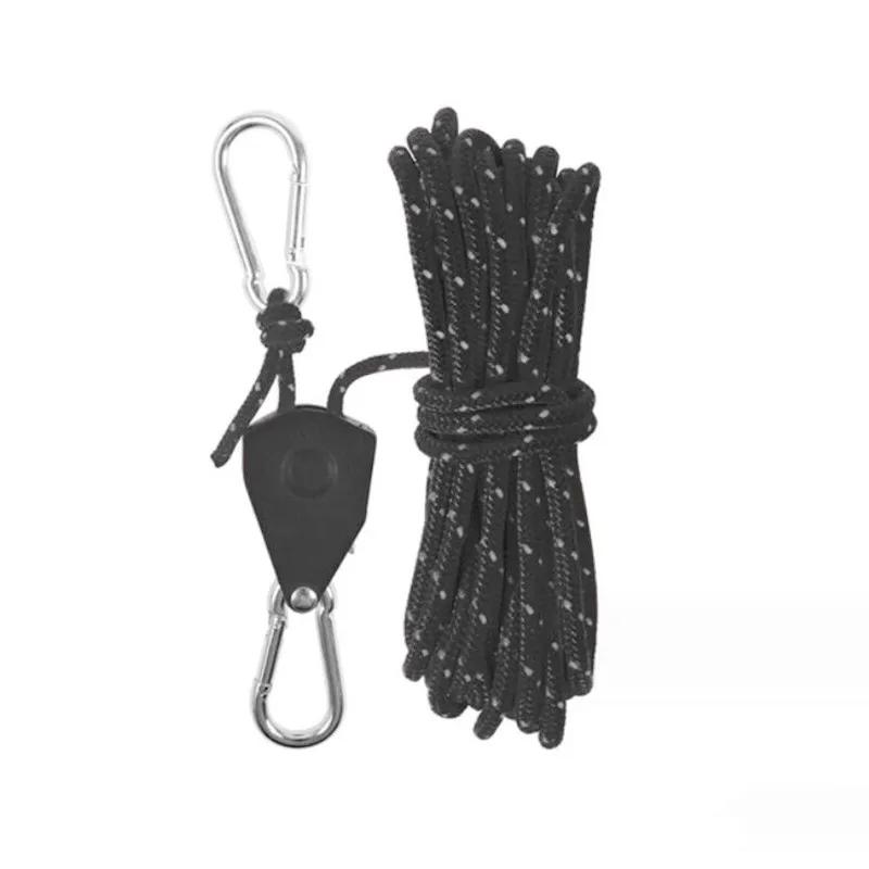 Tendeur de Corde pour Tente de Camping, 5m, Poulie de Fixation, Cintres à Cliquet, Crochet de Corde d'Auvent, Modifications de Corde, Sangles de Serrage: Marron