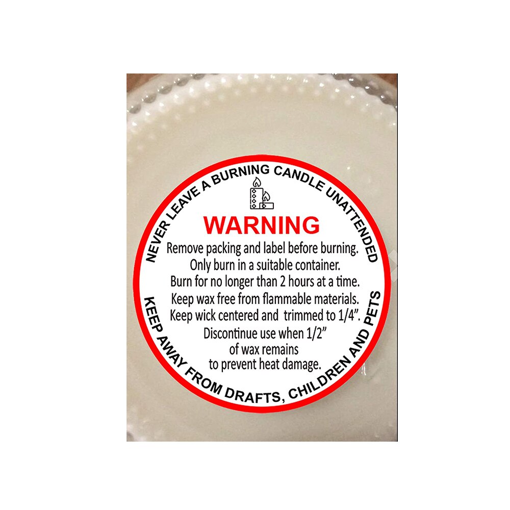 500 stk stearinlys advarselsmærkater 1.57 runde klistermærker stearinlys advarsel klistermærker vandtæt stearinlys jar container etiketter voks smelter