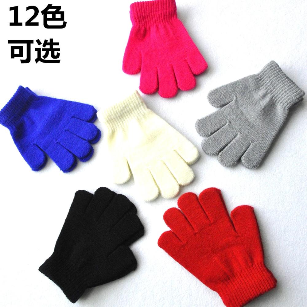 Candy Solid Color Winter Kids Gloves Mittens Children Girls Boys Student Writing Keep Warm Finger Gloves For 7-11 Years Old