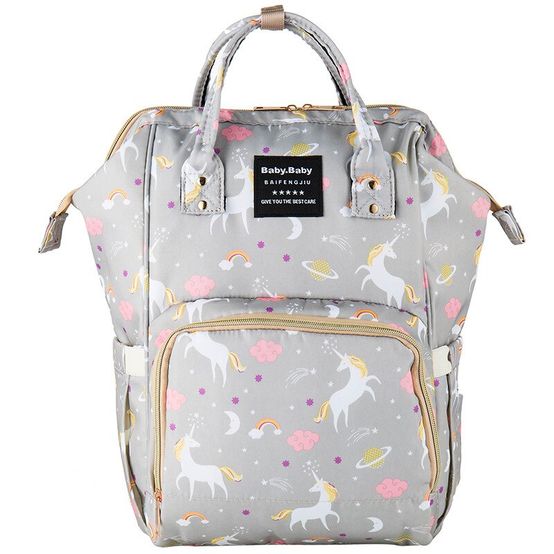 Stijl Gedrukt Multi-Functionele Mummie Zak Verpleging Mother 'S Zak Moederschap Pakket Verkoop Baoma Mode Rugzak: Unicorn Gray