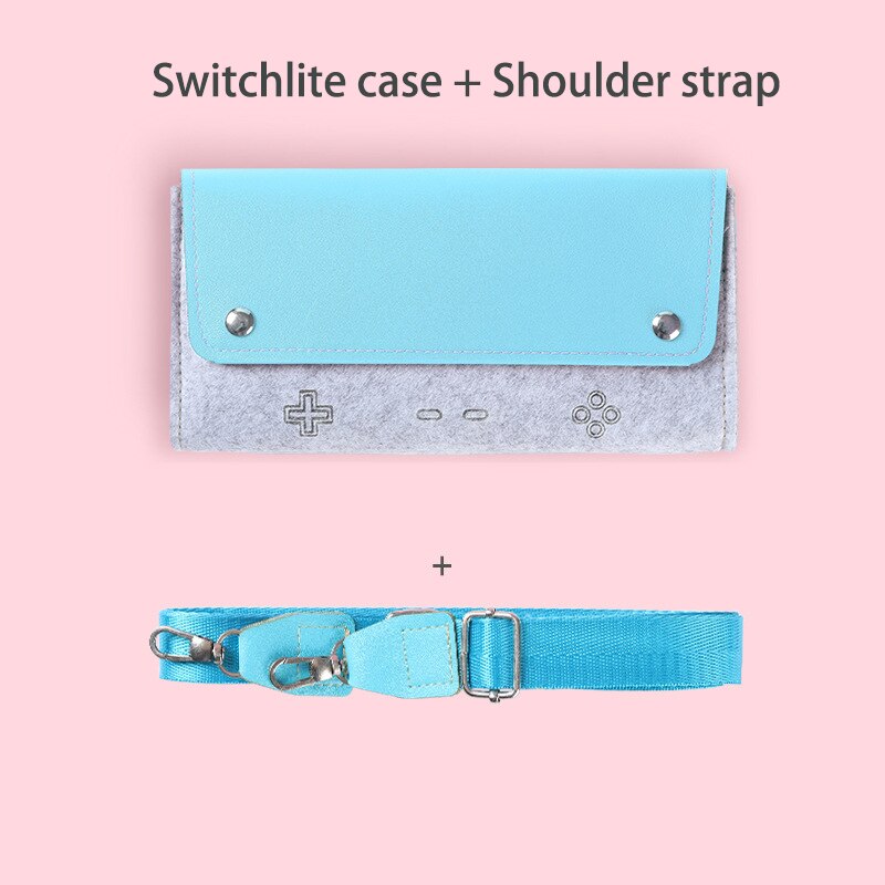 Em estoque rosa nintendo switch lite caso feltro couro saco de armazenamento ns game console portátil casos de transporte: Blue for switchlite