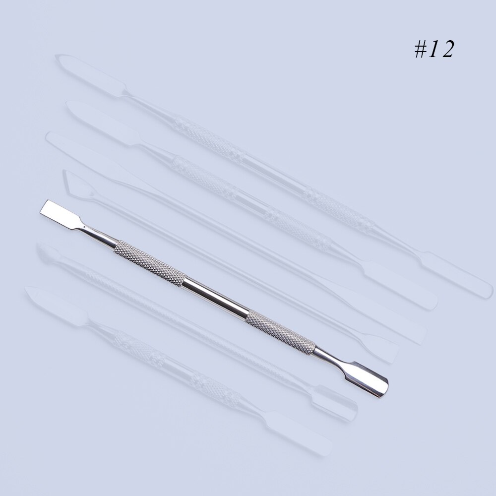 1pc 2 ways Stainless Steel Cuticle Cutter Nail Art Polish Tool Double Sided Pusher Remover Stirring Rod Manicure Cleaner SA809: 12