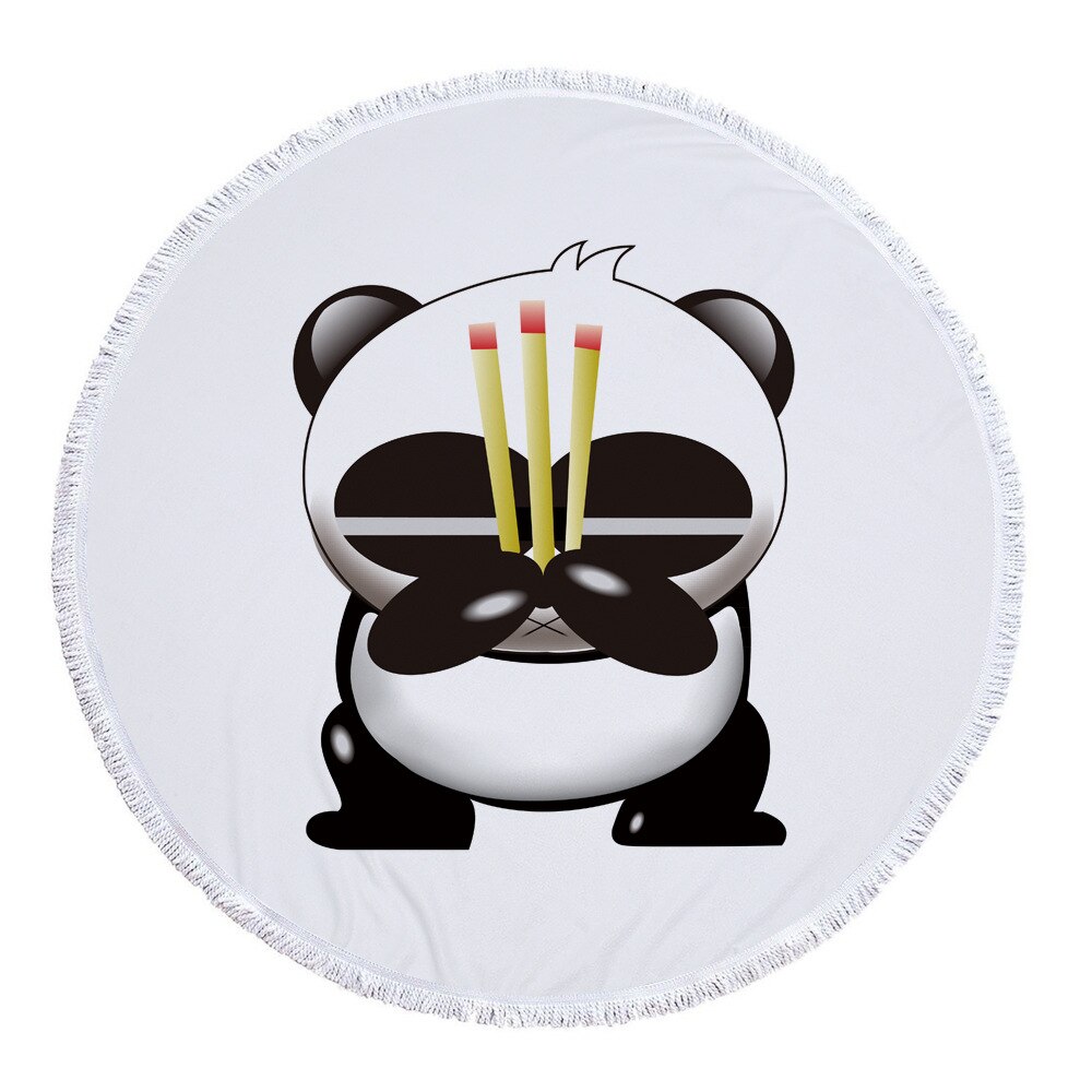 Schattig panda patroon ronde strandhanddoek microvezel materiaal kan worden gebruikt als badhanddoek yogamatten picknickmat baby speelmat: 12