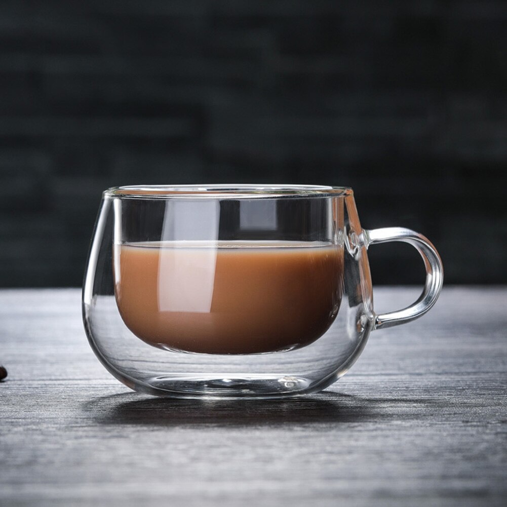 150ml dobbel vegg glass kopp varmebestandig te kaffe krus med håndtak bærbar gjennomsiktig øl krus whisky glass kopp