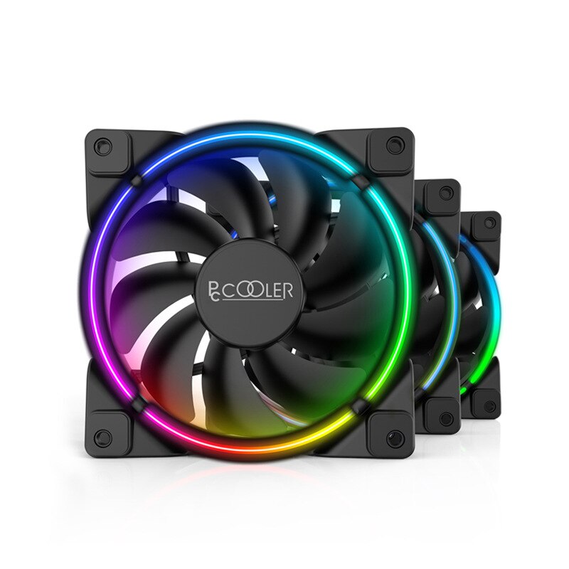 Pccooler 120mm Double HALO 3PIN RGB 4PIN PWM Quiet Fan For Computer Case Cooling CPU cooler Water cooling Replace Fan