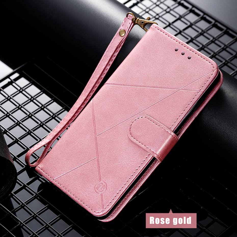 3D Ruit Leather Flip Case Voor Samsung Galaxy J4 Telefoon Case Voor Samsung Galaxy J4 J400F J400 SM-J400F case Back Cove: RoseGold