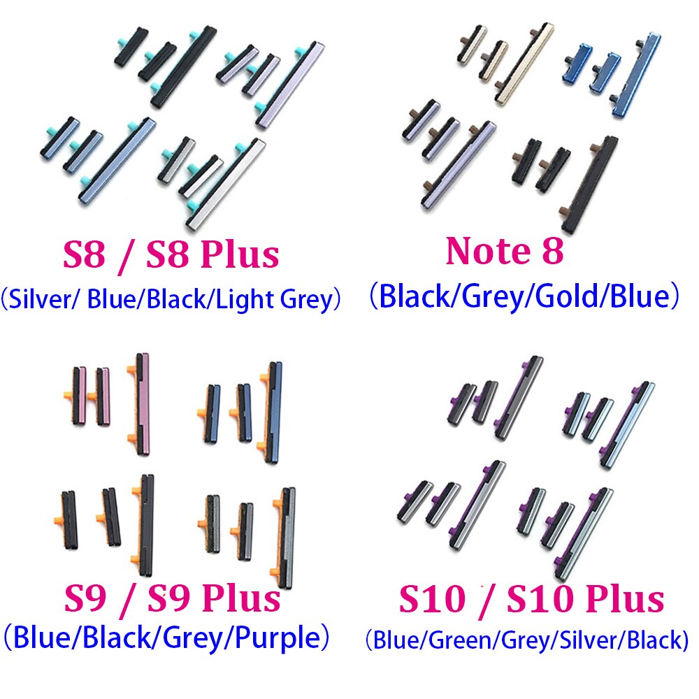 Botón de encendido + botón lateral de volumen para Samsung Galaxy S8, S9, S10 Plus, Note 8, 5 unids/lote,