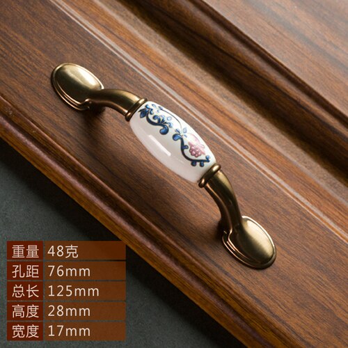 Chinese ceramic handle American retro cabinet door modern minimalist European style drawer cabinet wardrobe cabinet handle: 202-76 76mm
