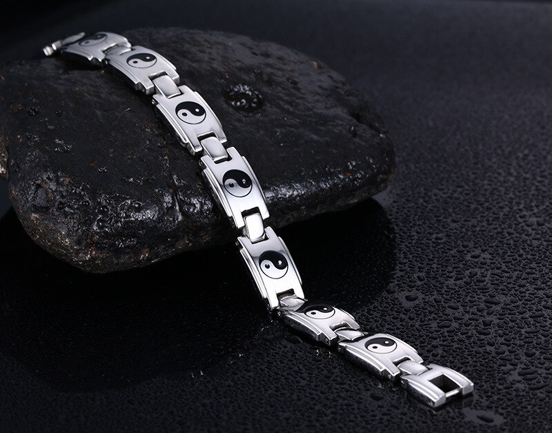 Taiji-bracelet de santé pour hommes, bijoux de montre en acier inoxydable, à la , avec aimant,