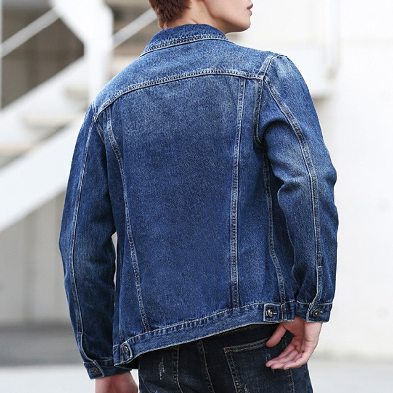 4XL 5XL Cotton Denim Jacket Men Classic Loose Casual Single-breasted Jean Mens Jackets And Autumn