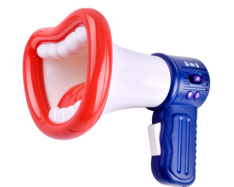 Jouet changeur de voix pour enfants, haut-parleur de changement de voix de jouets, Microphone d'enregistrement de trompette pour enfants 1 pièce: White with Batteries