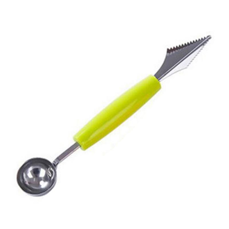 Boule à Melon à Double extrémité en acier inoxydable, cuillère à plateau de fruits, accessoires de cuisine, ustensiles de cuisson, outils à légumes chauds 2 en 1: green