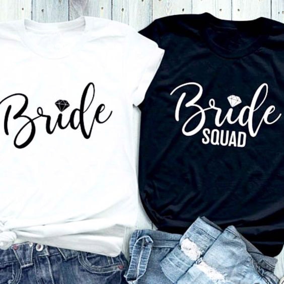 Cotton Tee Aesthetic Graphic Shirts Bride Diamond Letter Printed T-Shirt Bride Diamond Squad Coupled Tops Feminist
