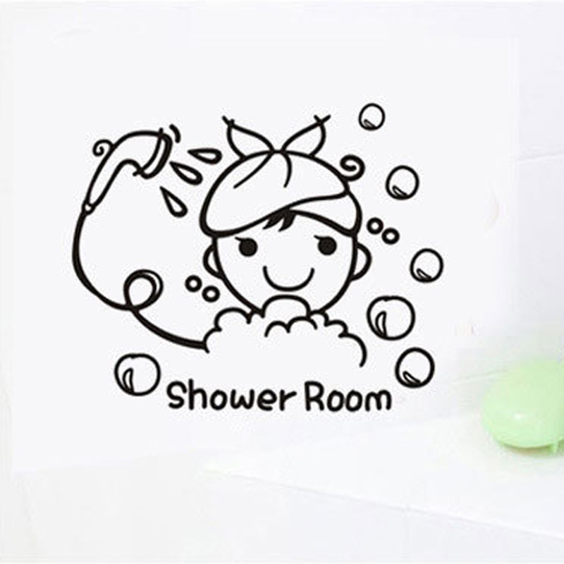 Cartoon Leuke Badkamer douche grappige baden Muur Sticker voor kinderkamer DIY Muur Art Decals Stickers Home Decor Behang