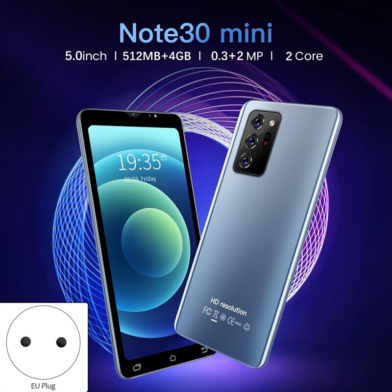 Note30 Mini Smart Phone 5.0 Inch MTK6572 Dual Core 512MB+4GB ROM Dual SIM Dual Standby Android 4.4 EU Plug