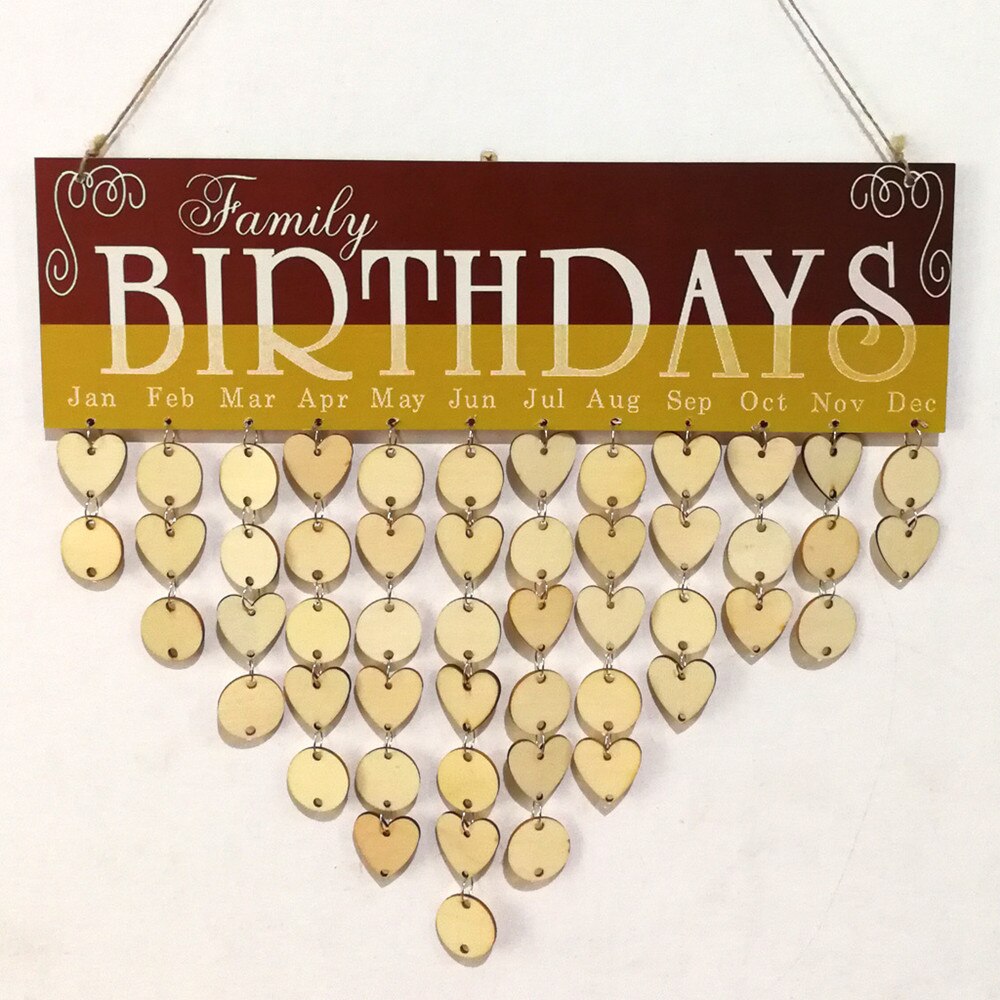 Kerst Verjaardag Speciale Dagen Herinnering Board Thuis Opknoping Decor Houten Kalender Boord Opknoping Ornament Jaar Decoratie: 6