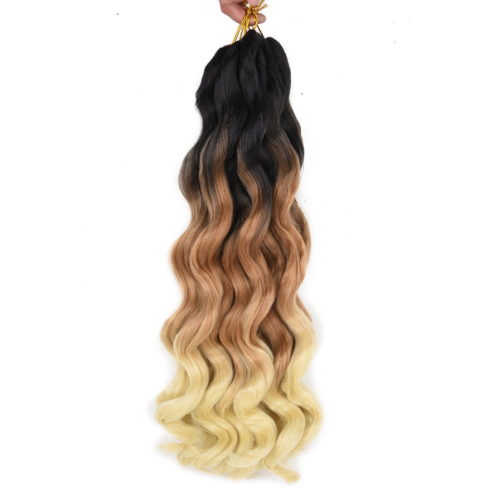 TOMO Big Wavy Synthetic Braiding Hair Extensions 24 Inch Ombre Curly Jumbo Braids Hair For Black Women Low Temperature Fiber: 1B27613 / 4Pcs/Lot