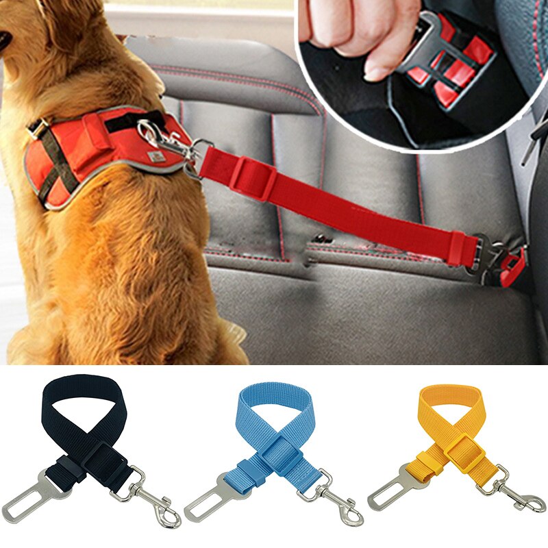 Arnés de seguridad ajustable para coche, correa de viaje con Clip, cinturón de seguridad, productos para perros y gatos, Correa Universal