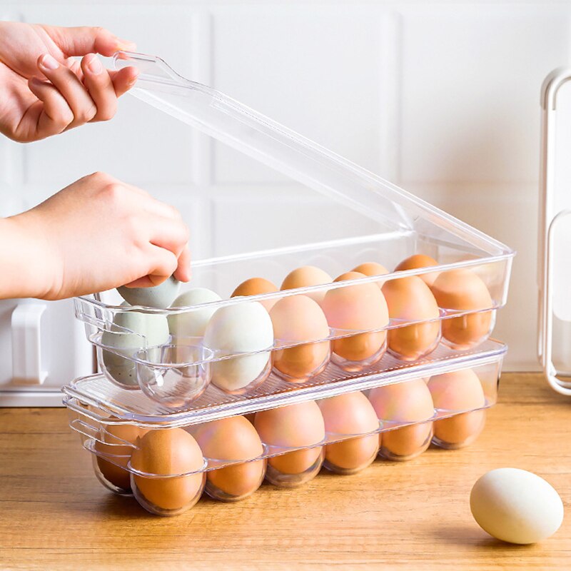 Plastic Transparent Refrigerator Organizer Storage Box Fridge Drawer Clear Refrigerator Container for Food Drinks Egg Storage