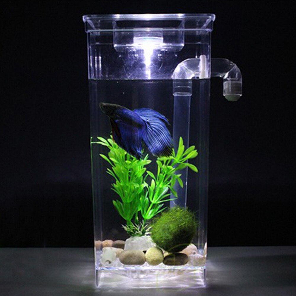 AsyPets Self Cleaning Plastic Fish Tank Desktop Aquarium Betta Fishbowl for Office Home Decor-25 Aquarium decoration combination