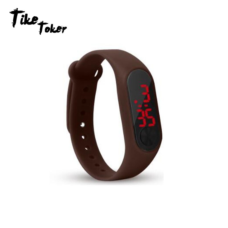 Sport Mannen Vrouwen Digitale Armband Horloges Man Dames Fitness LED Polsband Horloge Jongens Meisjes Casual Elektronische Klok Relogio Saati: brown
