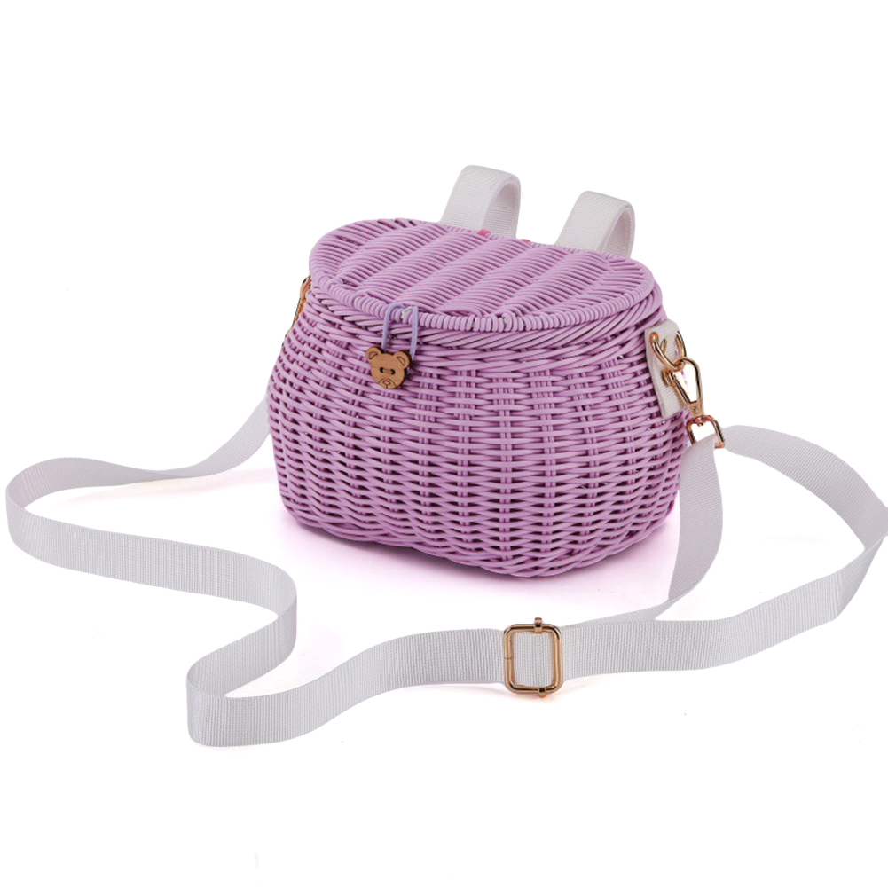 Cesta de bicicleta para niños, cesta de bicicleta tejida de plástico, cesta de mimbre para bicicletas para niños, cesta delantera para bicicleta, mochila, accesorios para bicicleta