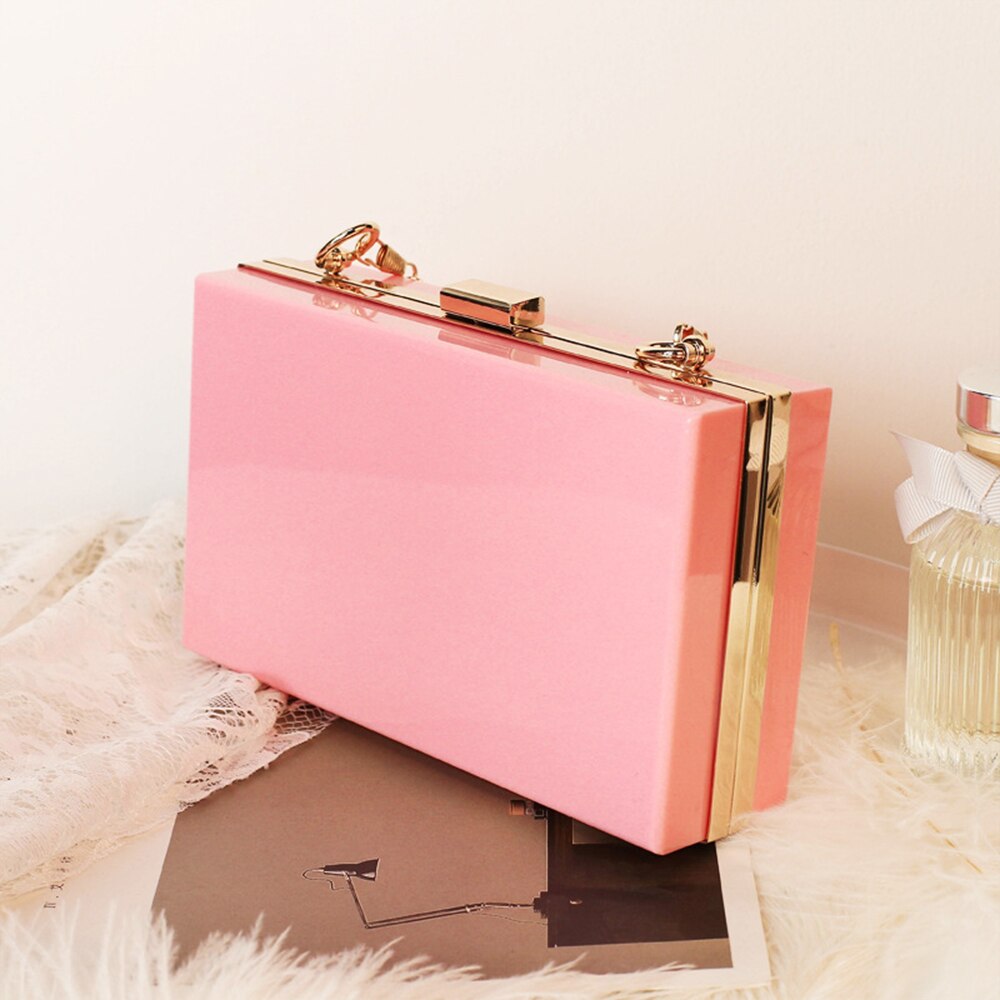 Sacs à main en acrylique Transparent pour femmes, pochette de soirée transparente à chaîne, sacoche à bandoulière,: dark pink