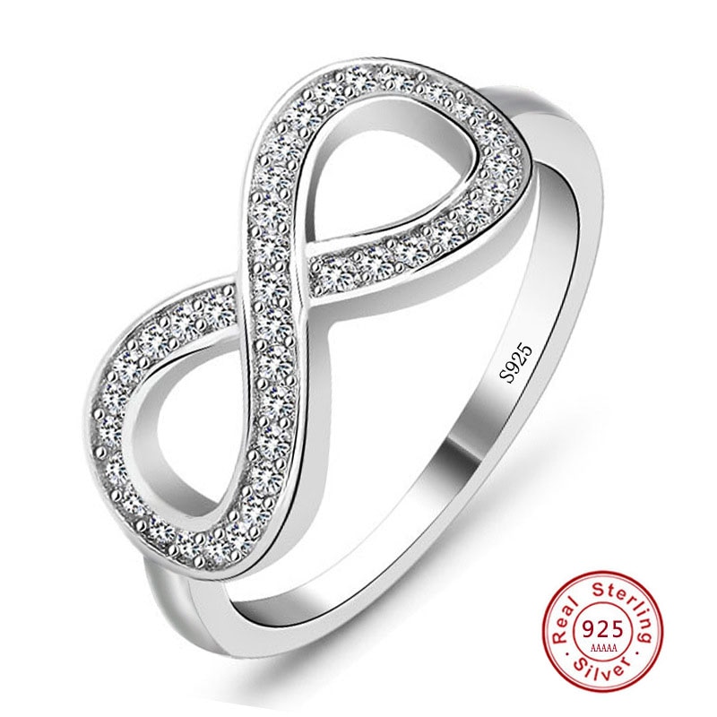 Beste Vriend 925 Sterling Zilver Stempel Infinity Ring Endless Love Symbol Ringen Voor Vrouwen Size5-10