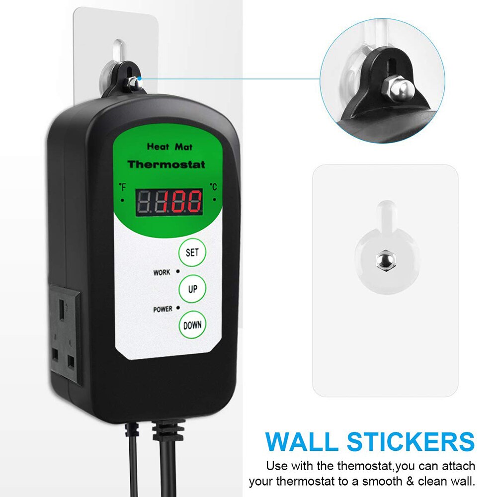 Digital Screen Thermostat Controller With A Temperature Needle 20-42 Celsius For Seed Germination Reptiles Brewing The Heat Mat