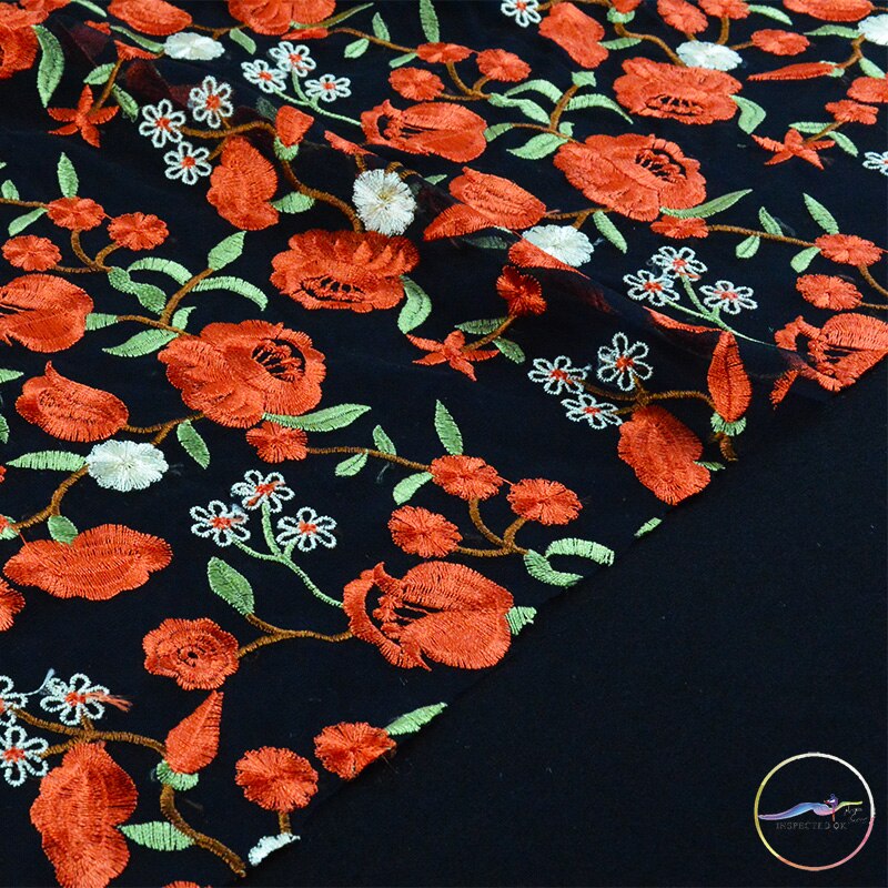 Tela de encaje de tul de China, tejido de encaje de para bordado de flores, ropa de disfraz,