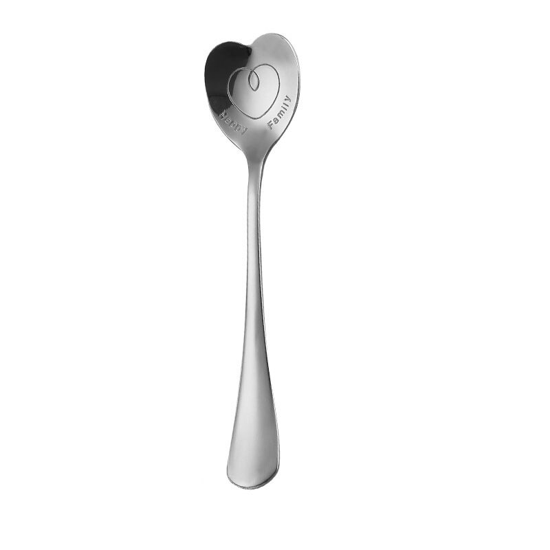 En forme de coeur amour Couple cuillère créative en acier inoxydable café thé Dessert Stiring cuillère arc-en-ciel noir 1 pièces: 8