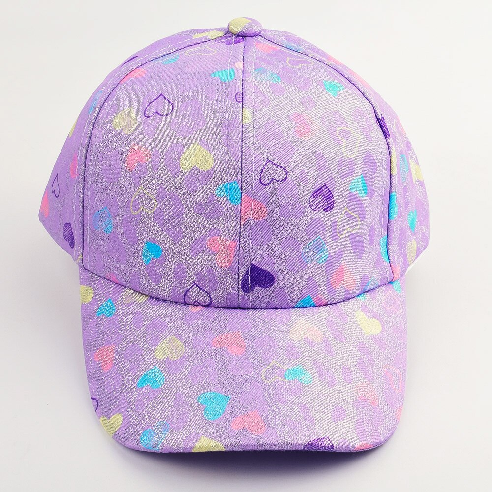 Gorras de béisbol coloridas para niños y niñas, gorros con estampado de corazón de amor, a rayas de arcoíris brillante, 2-8 años: lt.purple