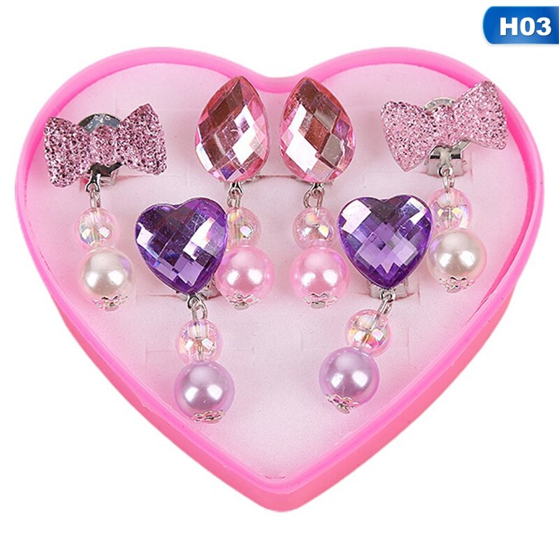 Koreanischen Stil freundlicher Ohr Clip SchöNe Karikatur Ebene Baby Ohr Clip Kein durchbohren Ohrring Ohr Ring für Baby Mädchen freundlicher Schmuck: 03 3Paare Earclip