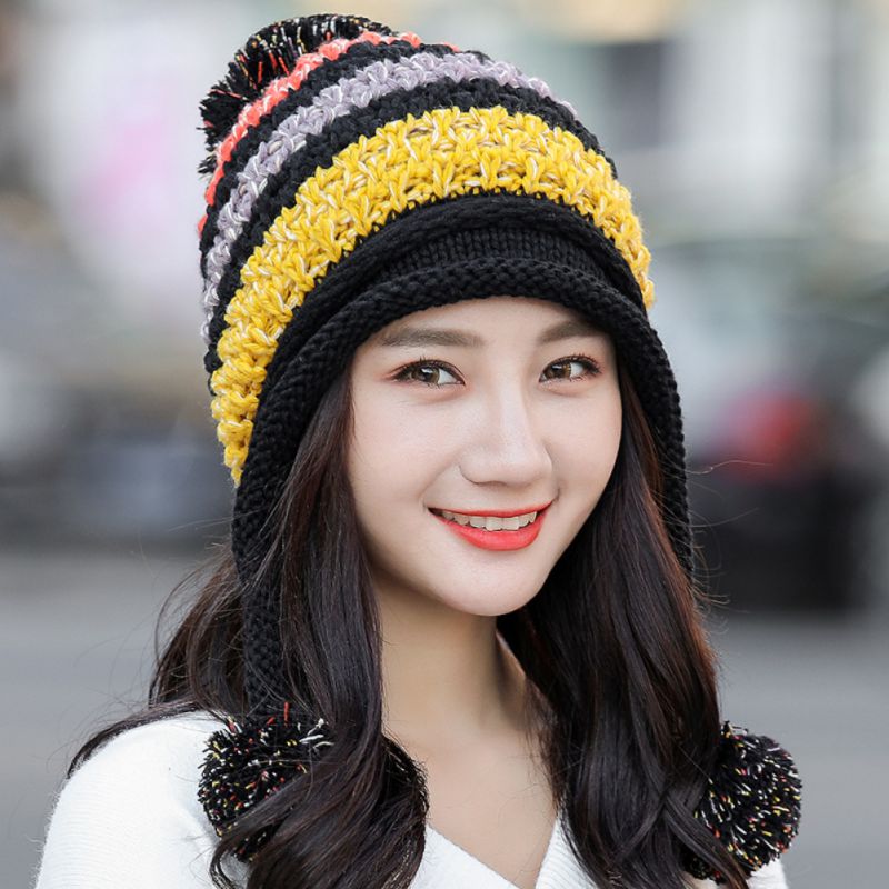 Women Winter Knitted Beanie Hat Cold Weather Warm Skull Cap Cute Casual Girls Knit Cap