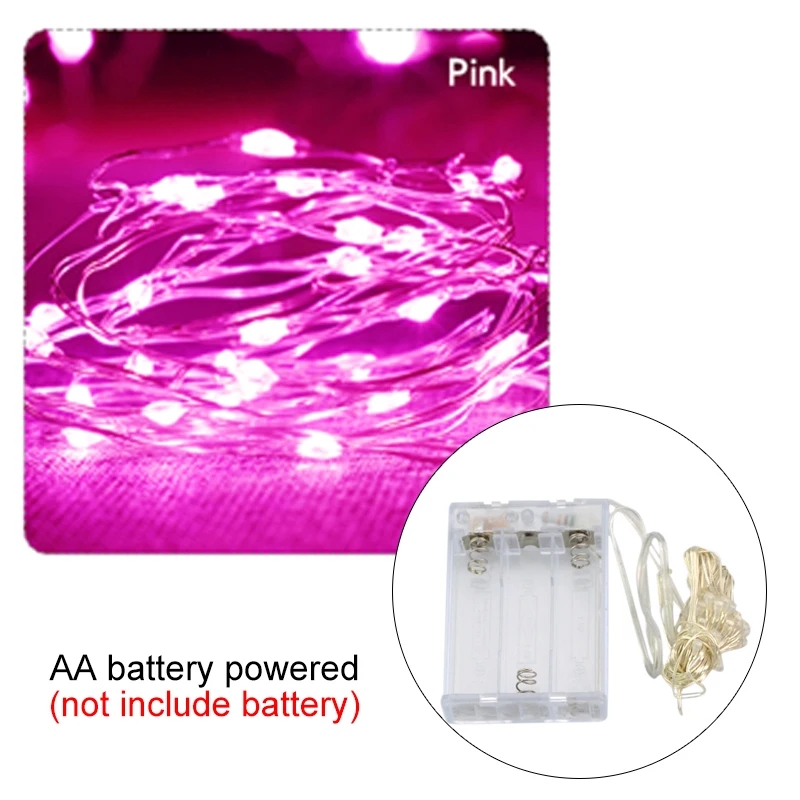 10M 5M 3M 2M Kupferdraht LED Lametta Girlande Batteriebetriebene Fee LED Lichterketten für Weihnachten Hochzeit Party Dekor: changeable / 650W
