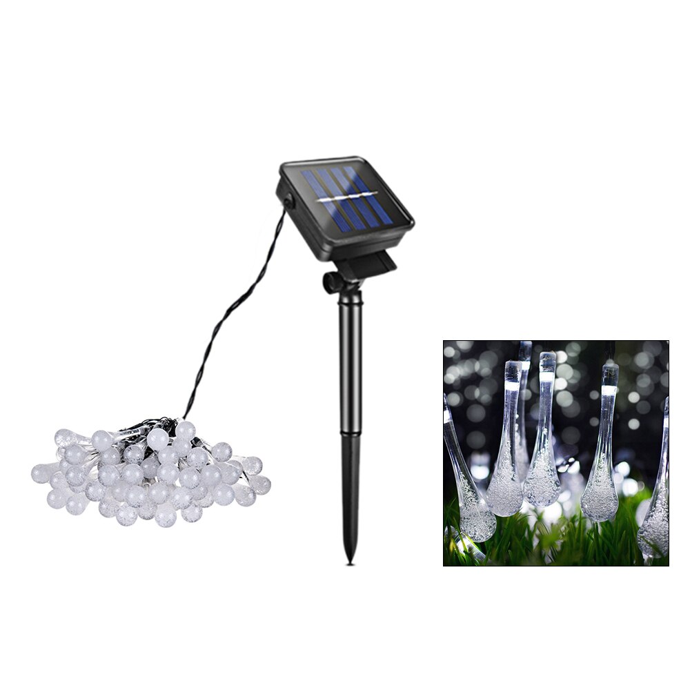 Foxanon Solar String Lights 6M 7M Fairy Ball Cherry blossom Lawn Lamp Christmas Decorative Lighting For Outdoor Garden: Waterdrop W / 7m 50led