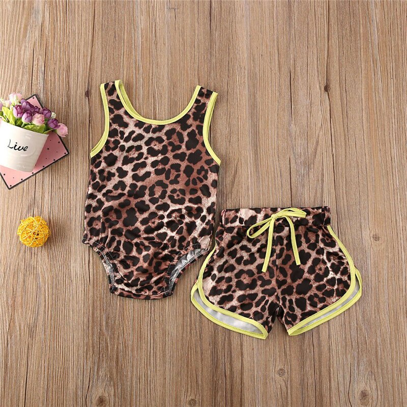 Summer Toddler Kids Baby Girls Two-Piece Leopard Print Bikini Swimsuit Swimwear Swimming Bathing Suit