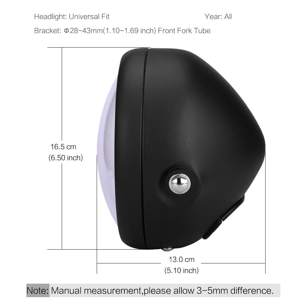 Motowerks Retro 6.5 Inch LED Motorcycle Headlight Grill Bracket Cover High Low Beam DRL Headlamp Bulb for Cafe Racer Customs